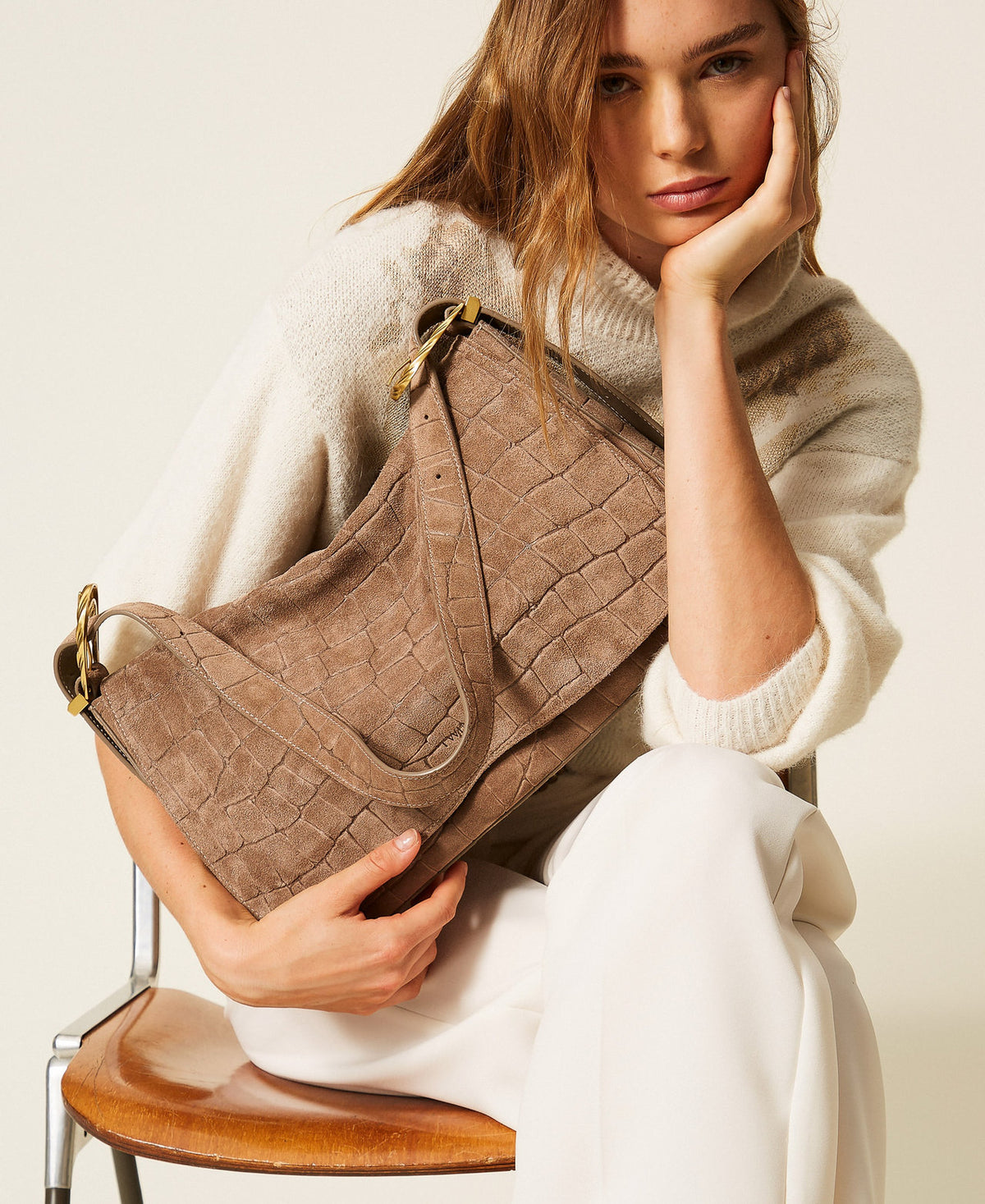 Twinset 262TD8140 - Borsa Liliane in suede a stampa cocco