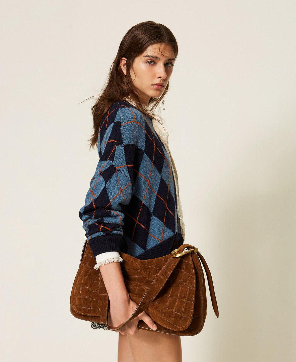 Twinset 262TD8140 - Borsa Liliane in suede a stampa cocco