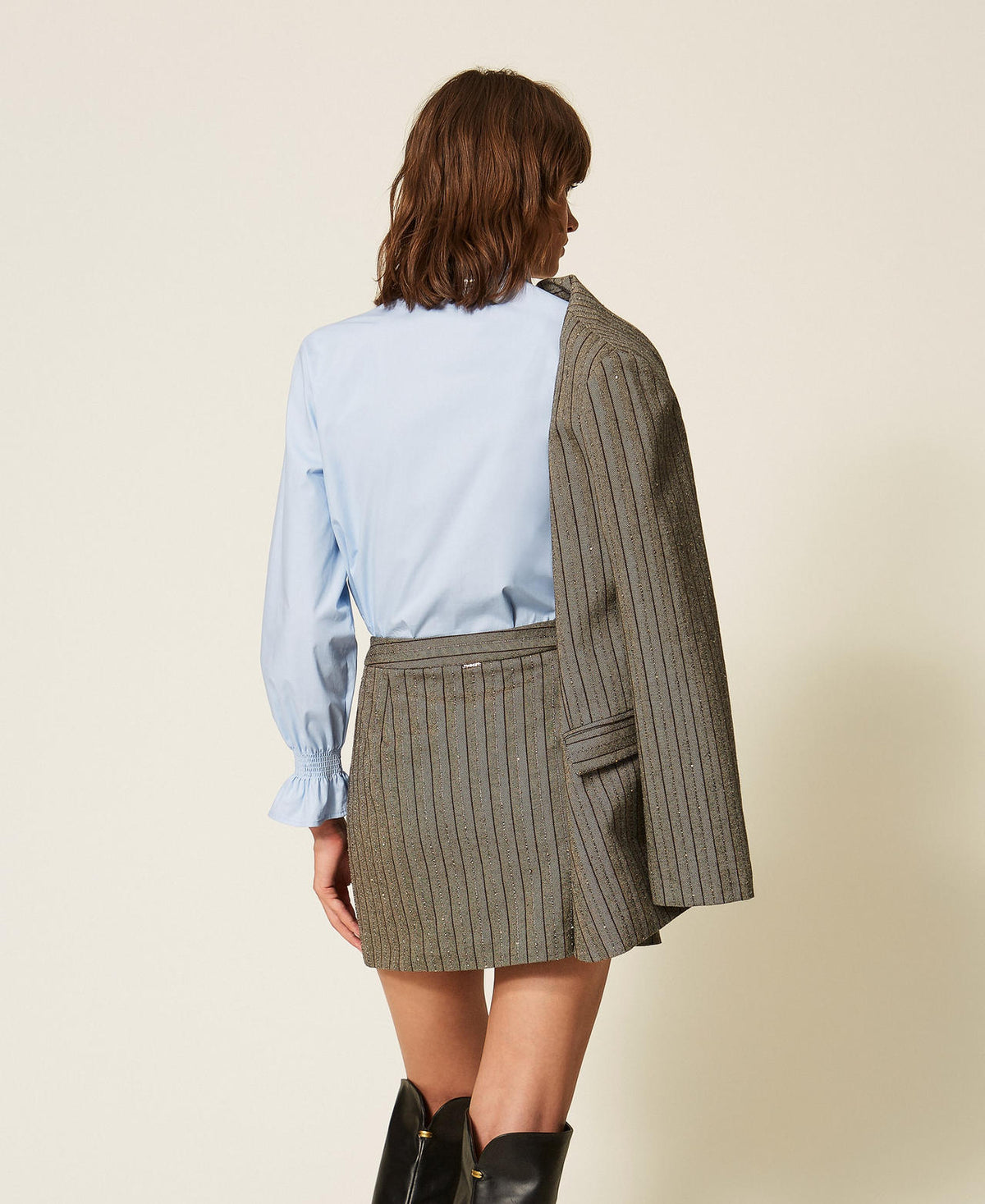 Twinset 262TF2022 - Minigonna gessata con paillettes