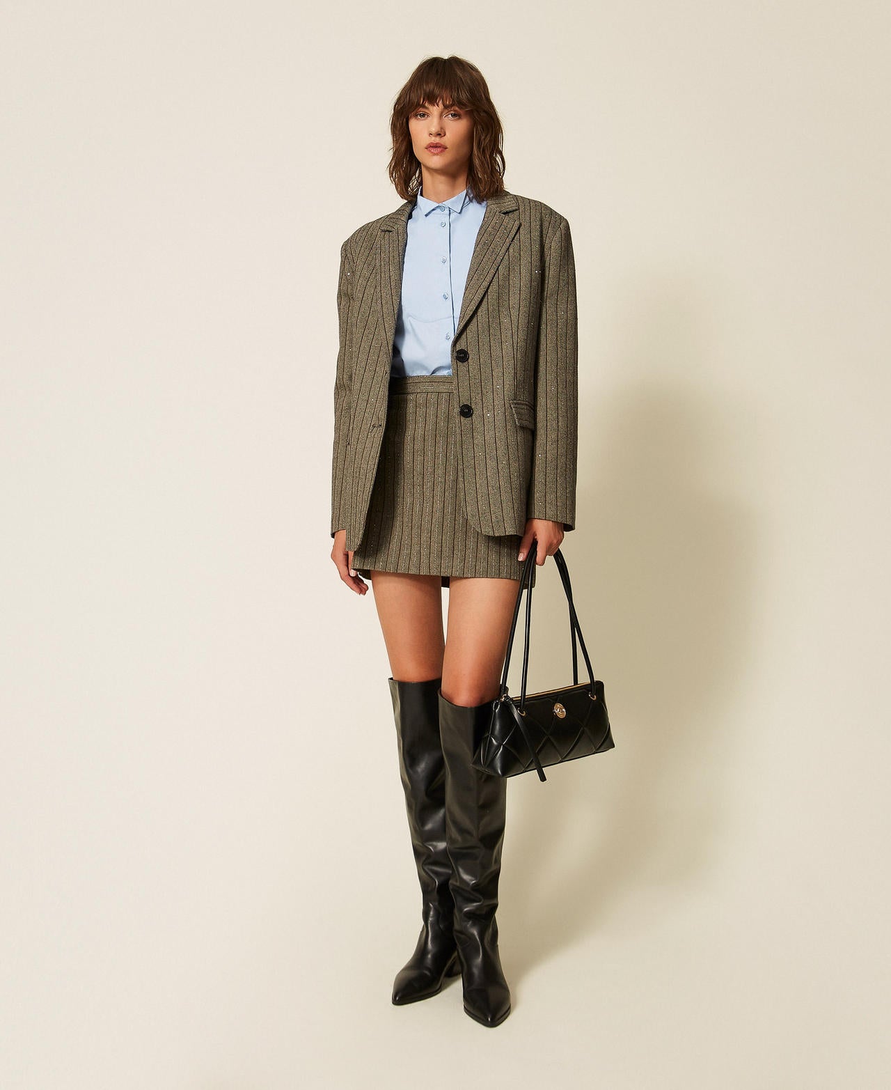 Twinset 262TF2022 - Minigonna gessata con paillettes