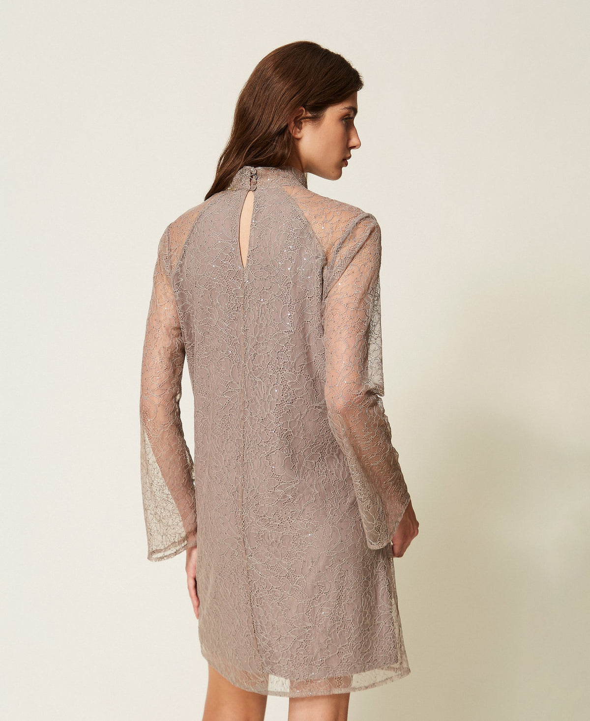 Twinset 262TF2083 - Abito corto in pizzo con paillettes