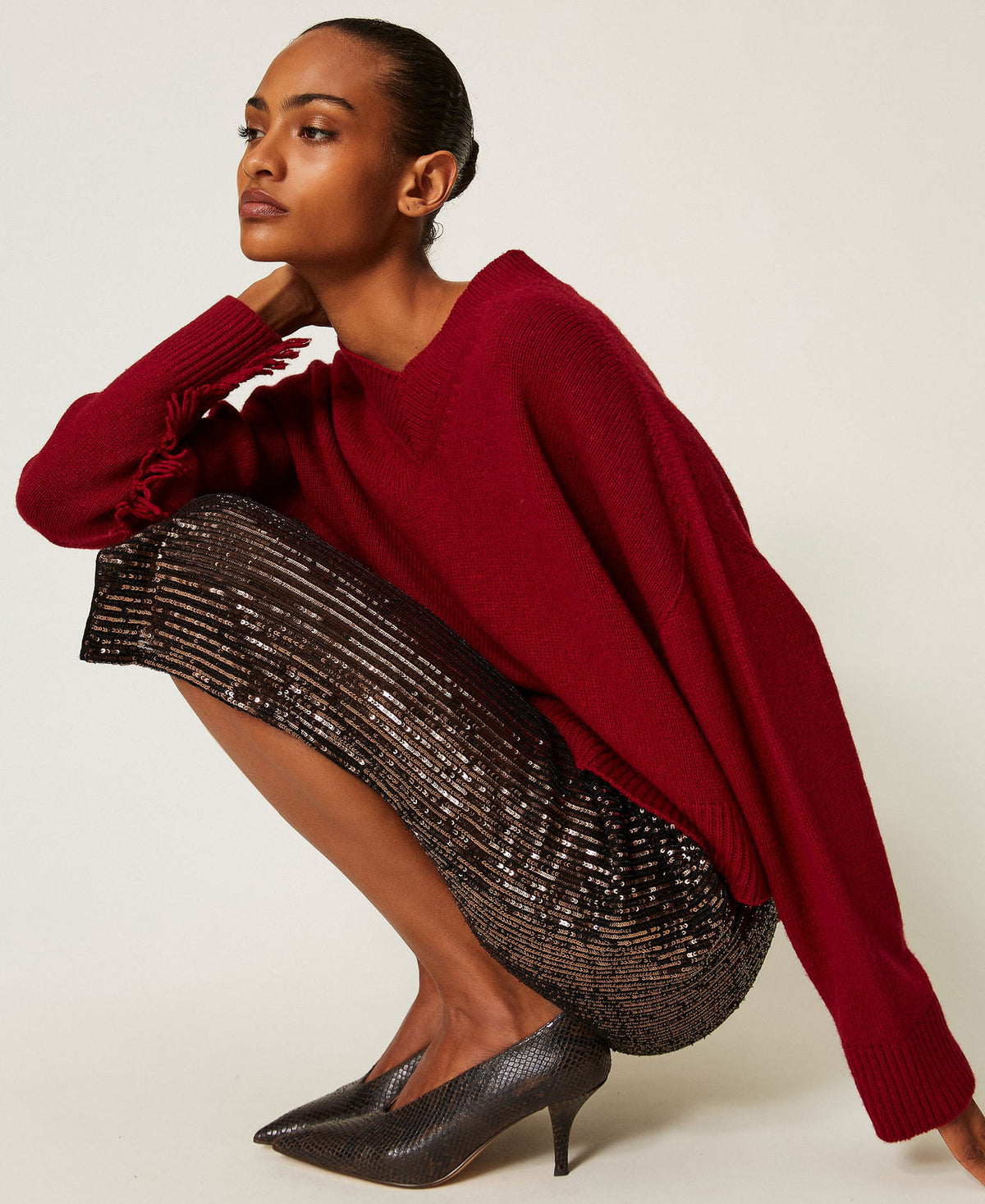 Twinset 262TGT070 - Décolleté in pelle a stampa python