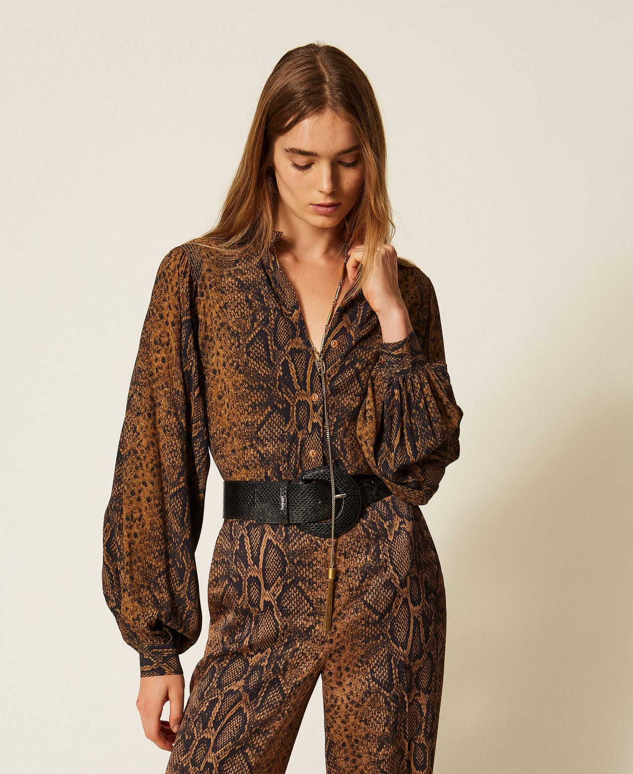 Twinset 262TO5430 - Cintura in pelle a stampa python