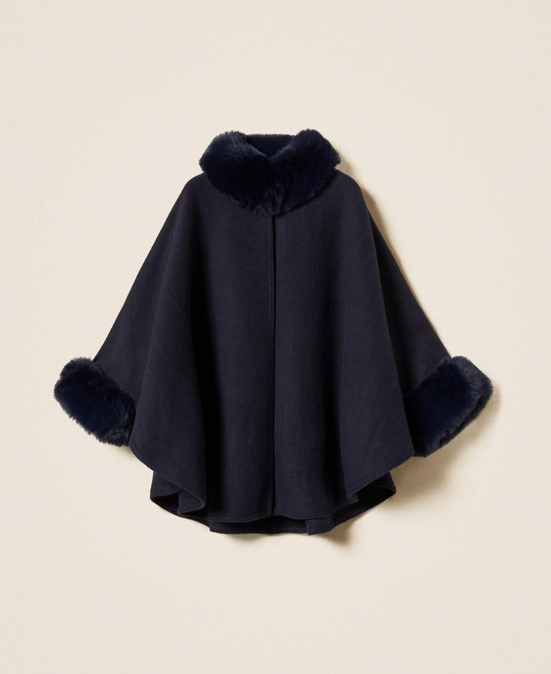 Twinset 262TO5730 - Poncho in panno con faux fur
