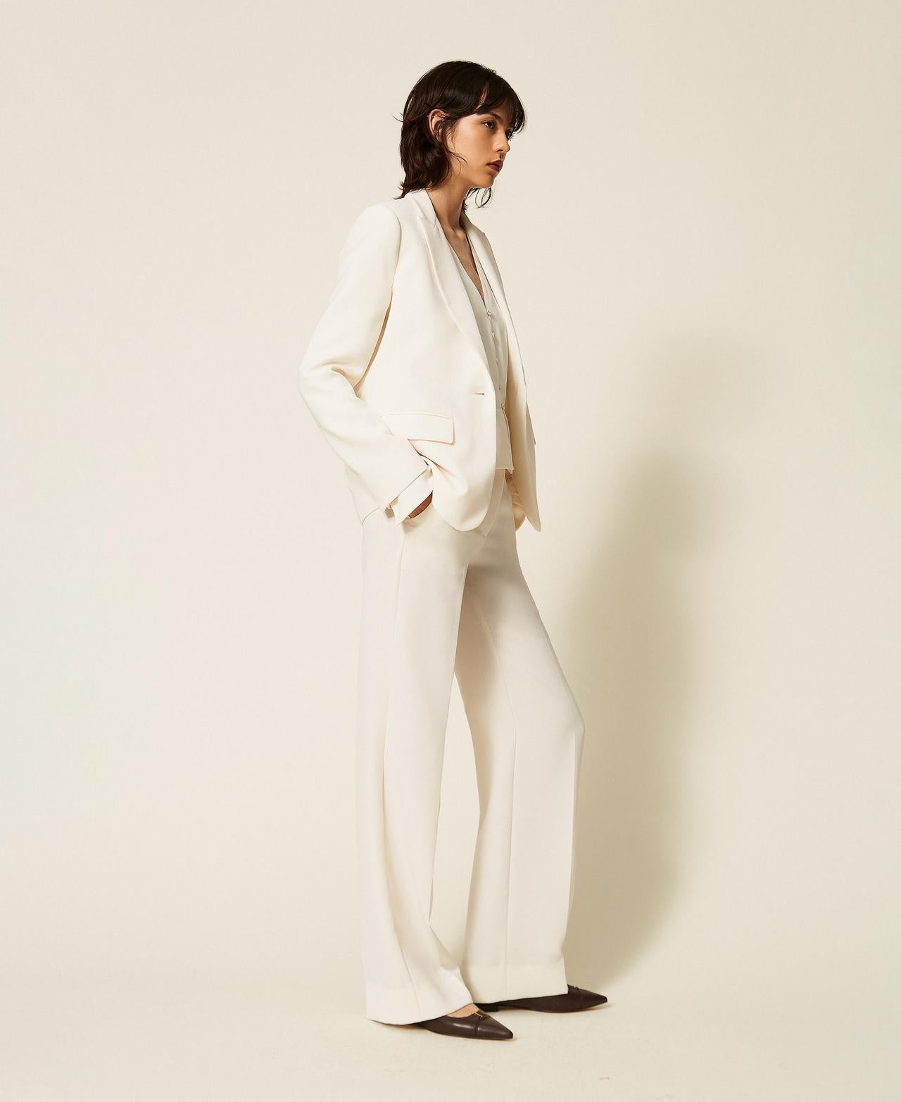 Twinset 262TP2043 - Pantaloni a palazzo in crêpe