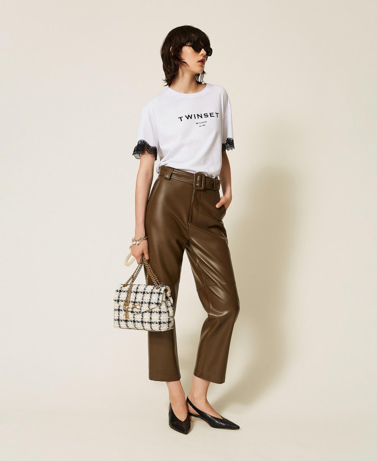 Twinset 262TP2051 - Pantaloni effetto pelle con cintura