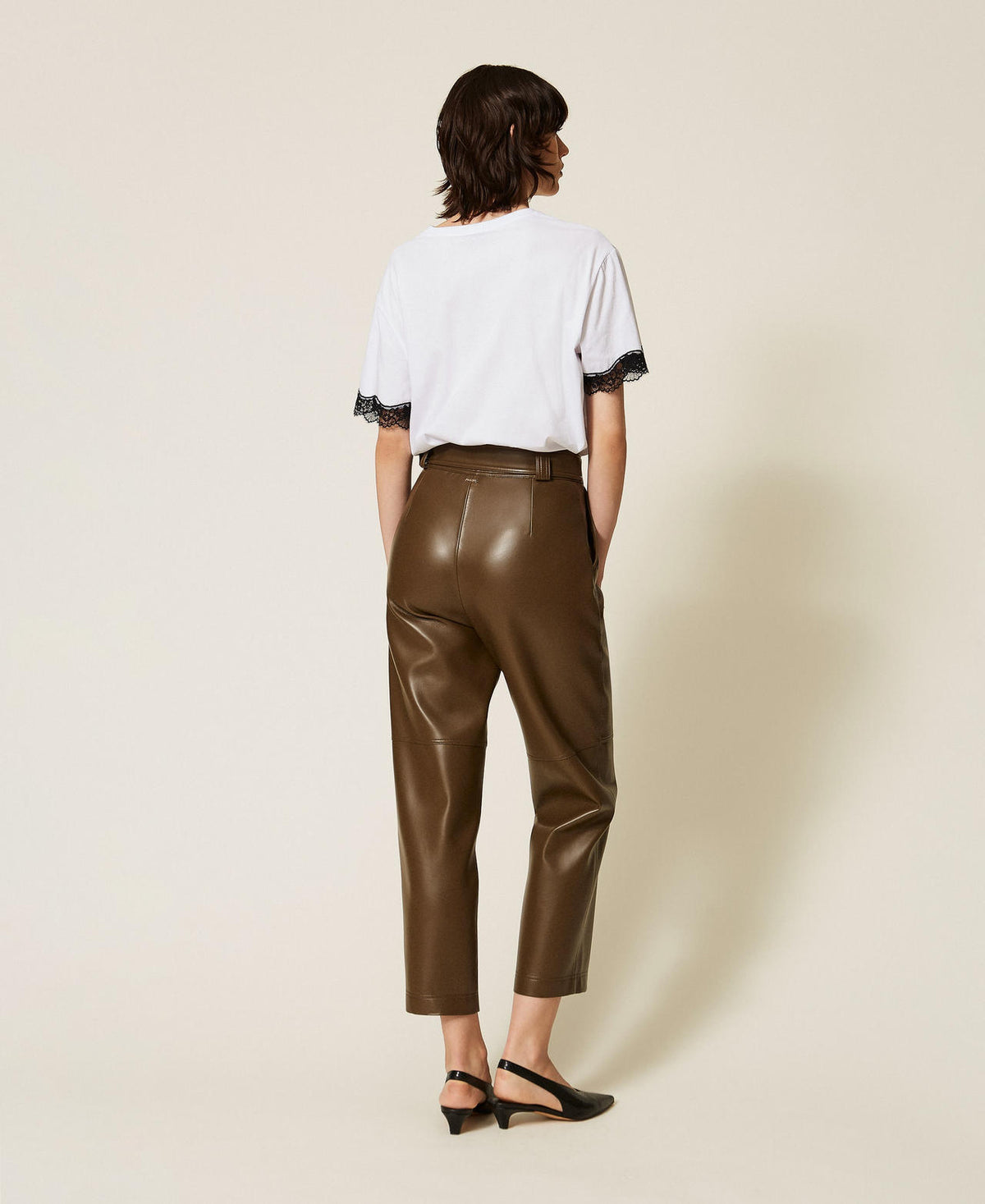 Twinset 262TP2051 - Pantaloni effetto pelle con cintura