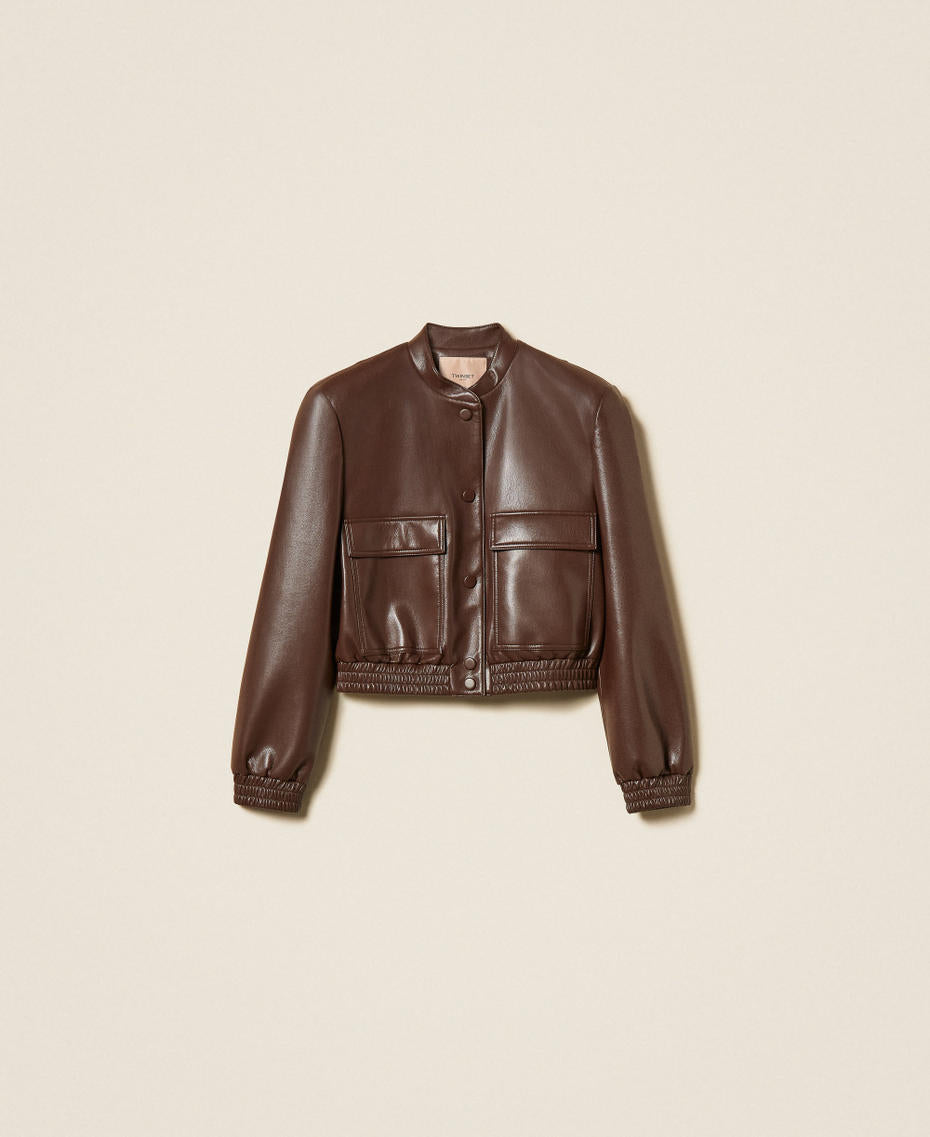 Twinset 262TP2052 - Bomber effetto pelle con tasche