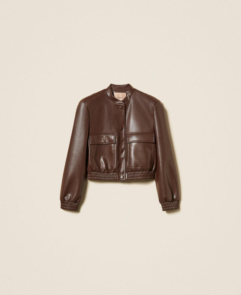 Twinset 262TP2052 - Bomber effetto pelle con tasche