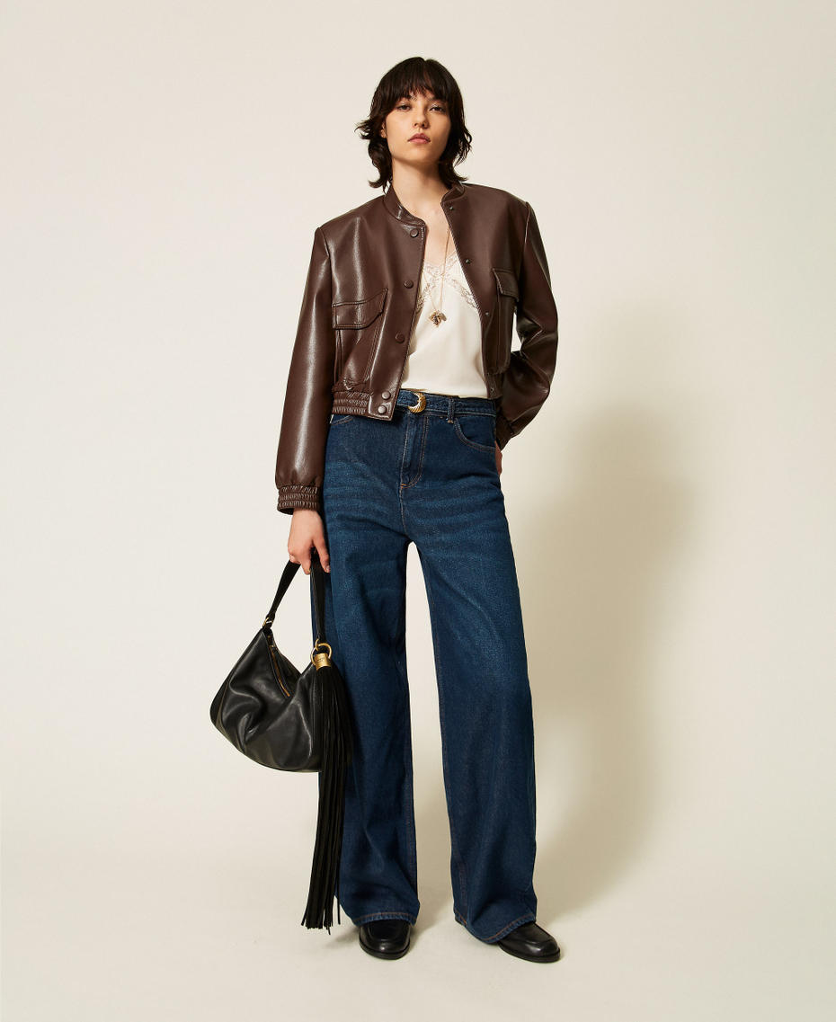 Twinset 262TP2052 - Bomber effetto pelle con tasche