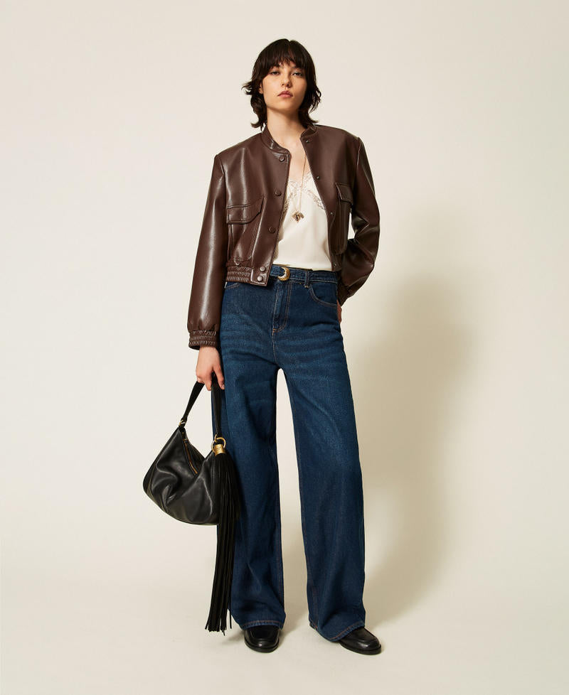 Twinset 262TP2052 - Bomber effetto pelle con tasche