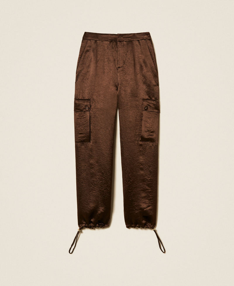 Twinset 262TP2101 - Pantaloni cargo in raso froissé