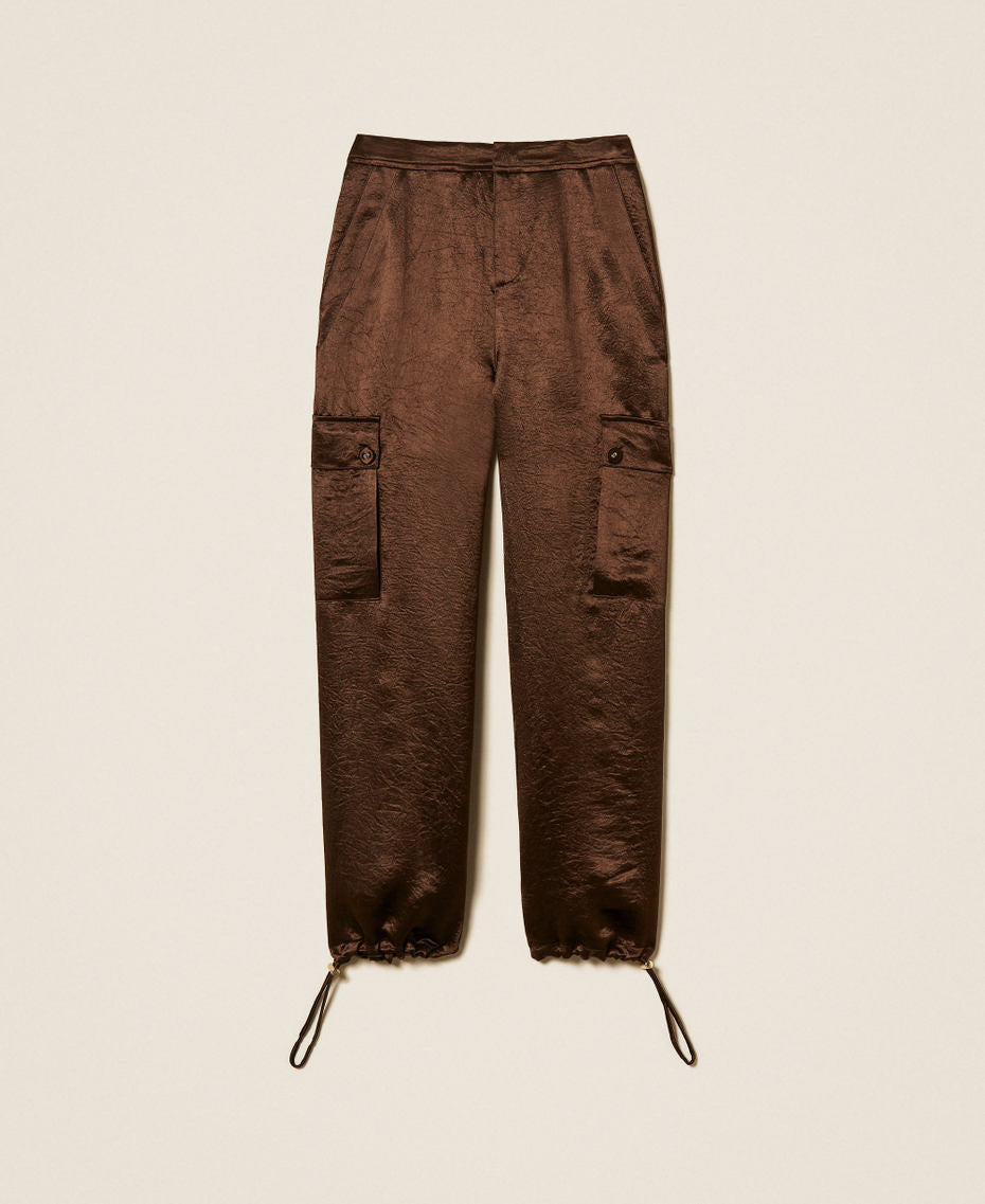 Twinset 262TP2101 - Pantaloni cargo in raso froissé