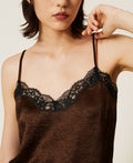 Twinset 262TP2112 - Top in raso froissé e pizzo