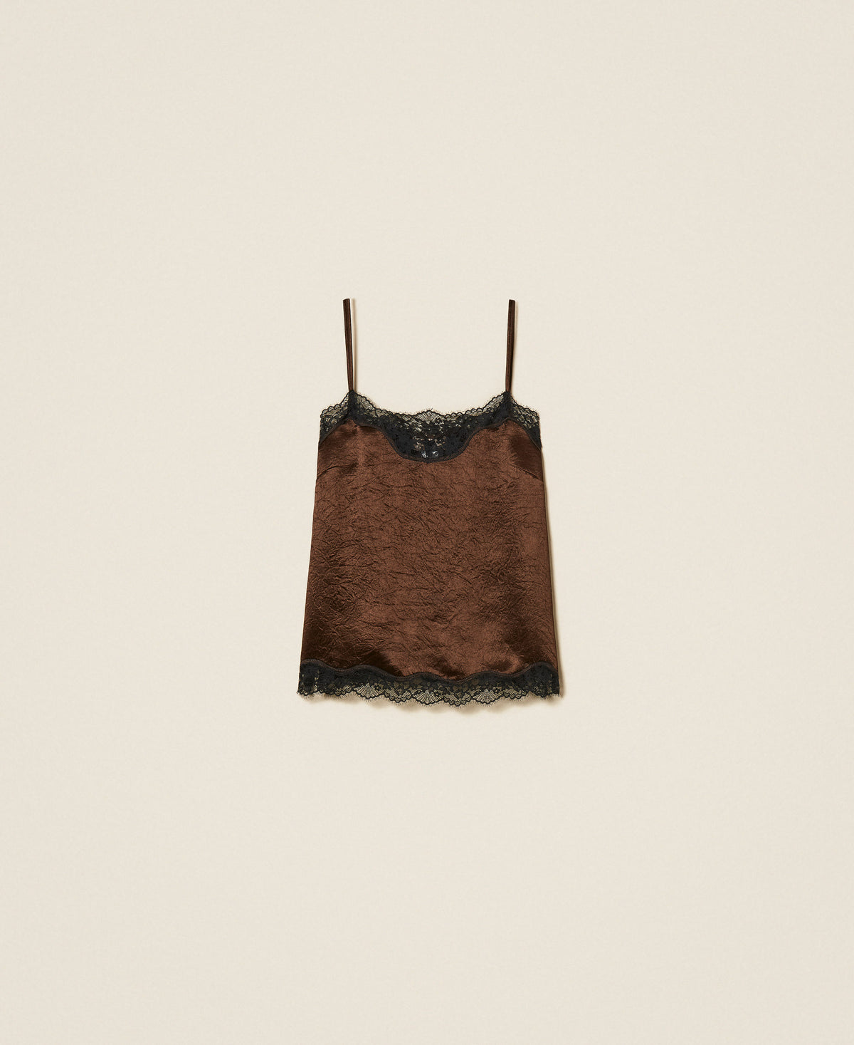 Twinset 262TP2112 - Top in raso froissé e pizzo