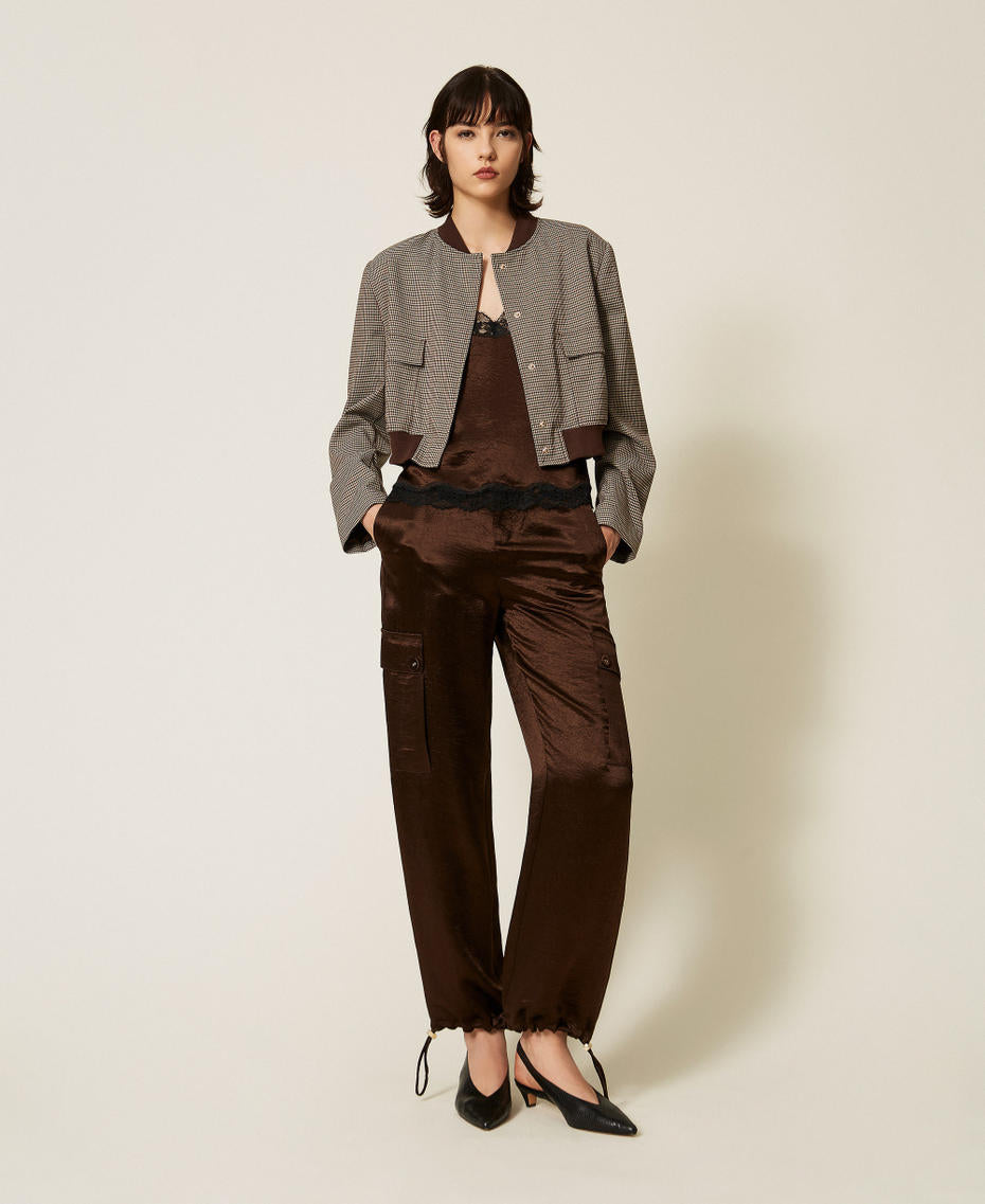 Twinset 262TP2112 - Top in raso froissé e pizzo