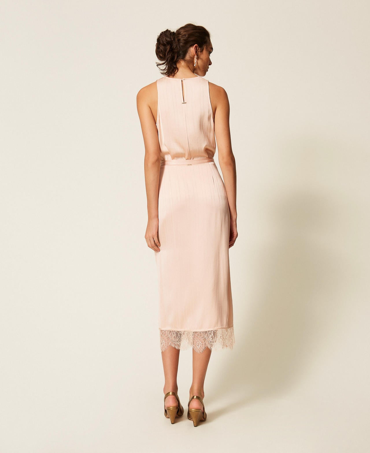 Twinset 262TP2123 - Gonna longuette in raso e pizzo