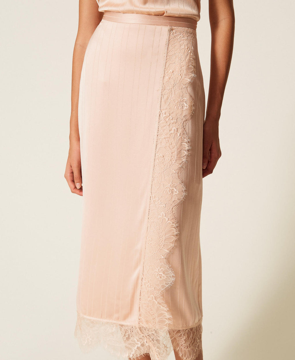 Twinset 262TP2123 - Gonna longuette in raso e pizzo