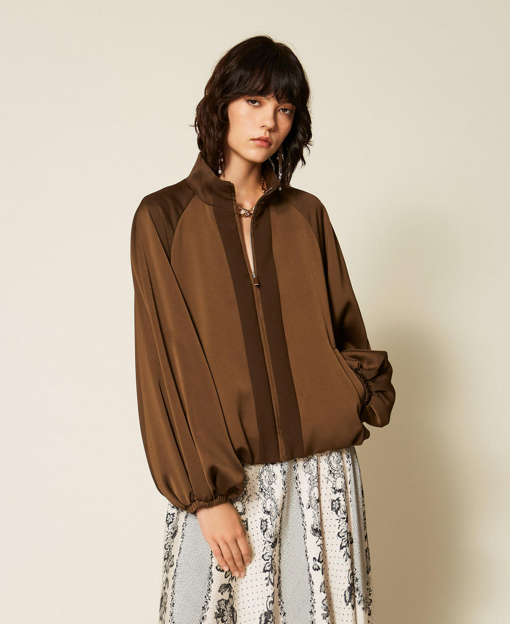 Twinset 262TP2132 - Giacca balloon in envers satin