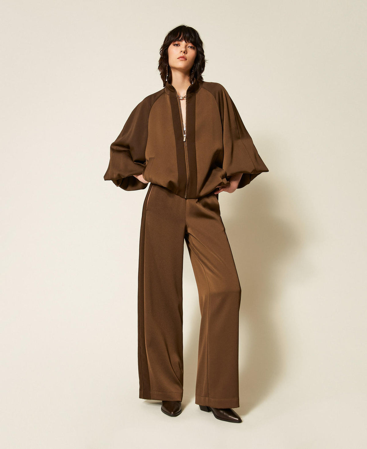 Twinset 262TP2133 - Pantaloni a palazzo in envers satin