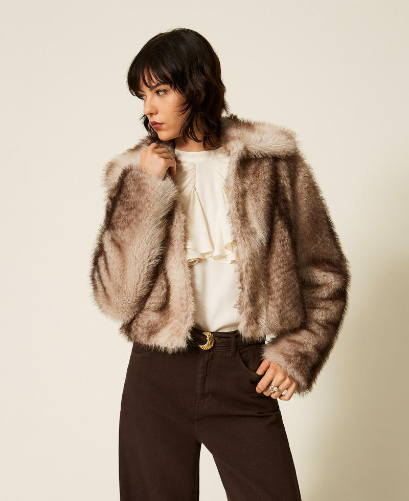 Twinset 262TP2240 - Giacca in faux fur a stampa sfumata