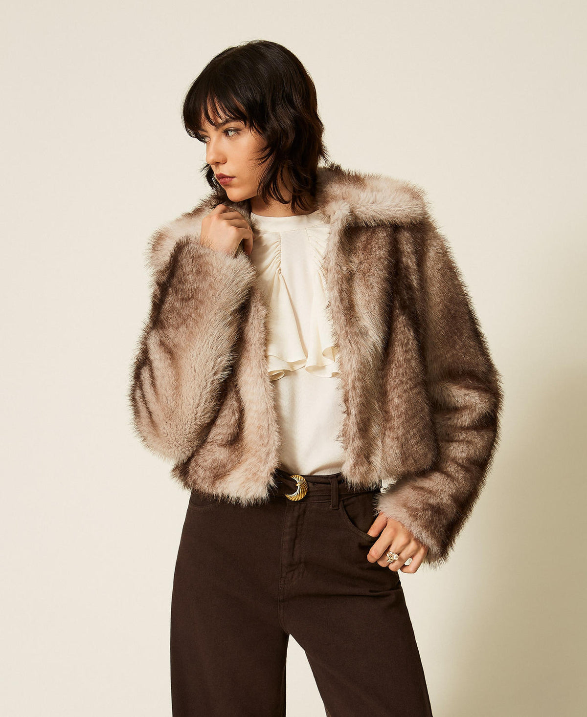 Twinset 262TP2240 - Giacca in faux fur a stampa sfumata
