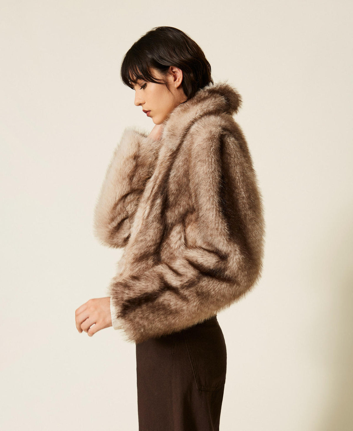 Twinset 262TP2240 - Giacca in faux fur a stampa sfumata