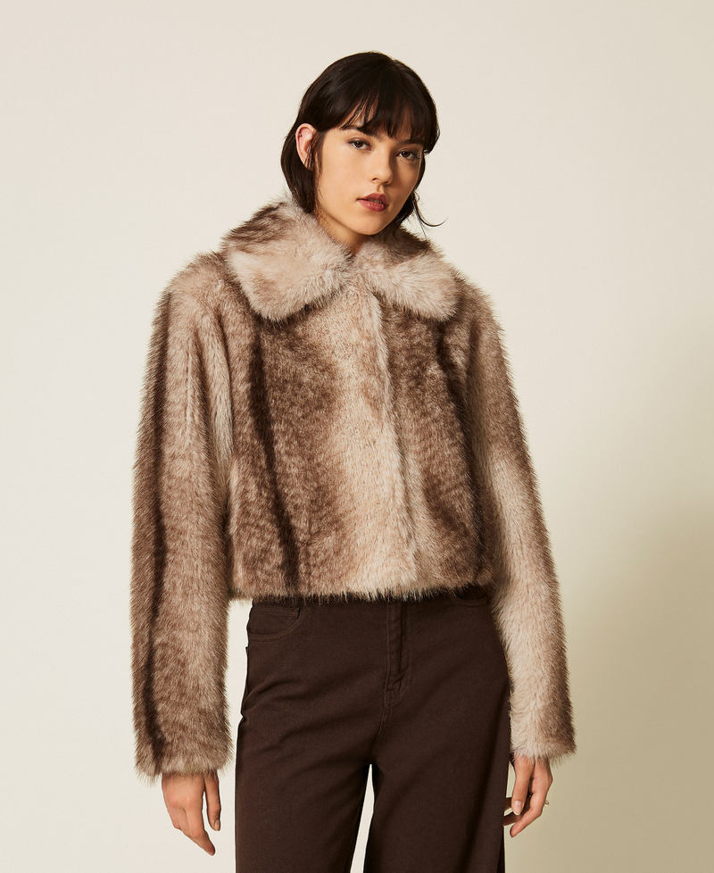 Twinset 262TP2240 - Giacca in faux fur a stampa sfumata