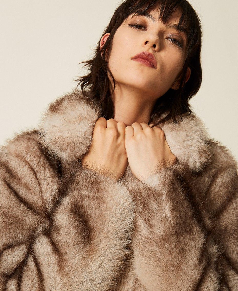 Twinset 262TP2240 - Giacca in faux fur a stampa sfumata