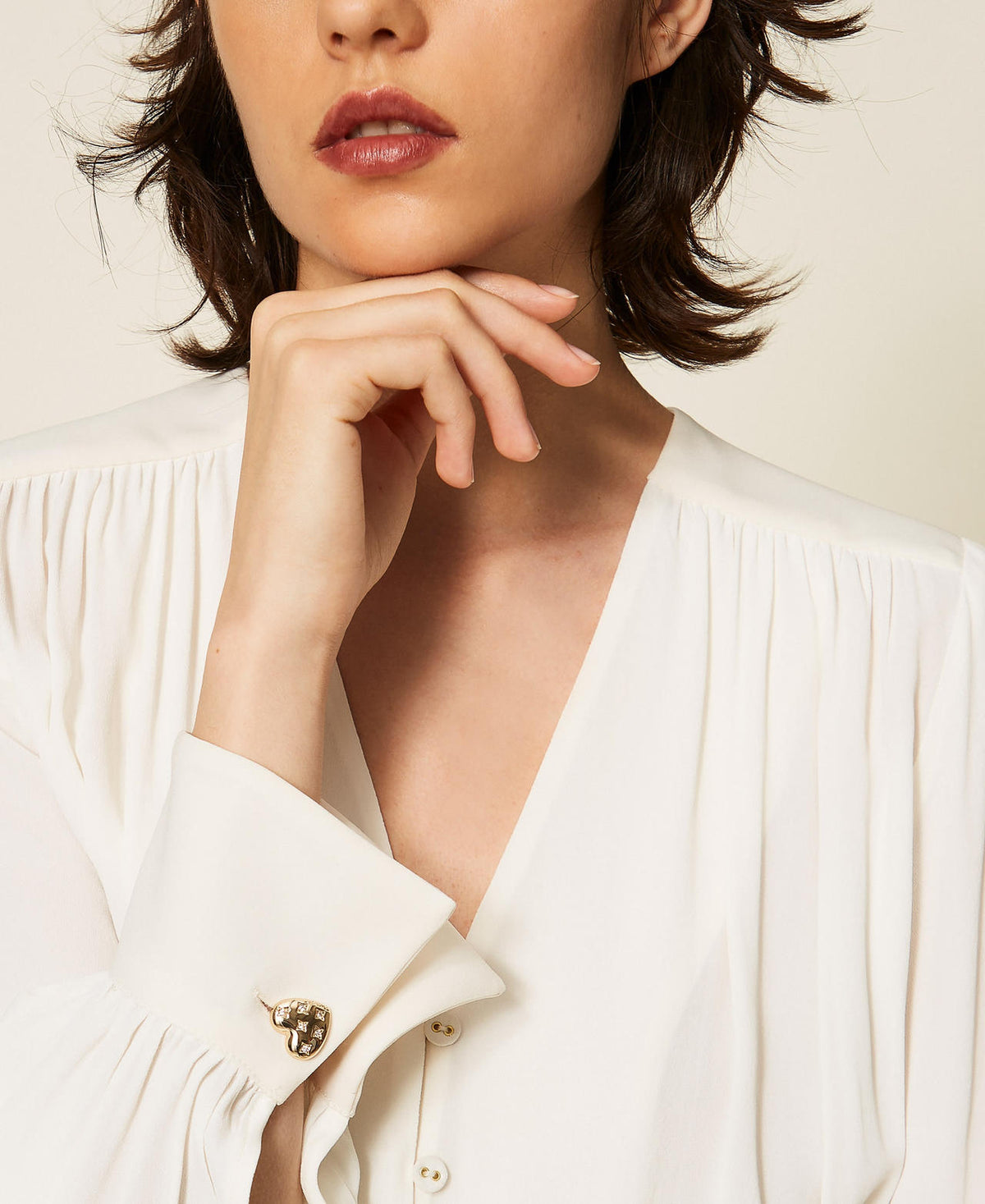 Twinset 262TP2434 - Camicia in crêpe de Chine con arricciature