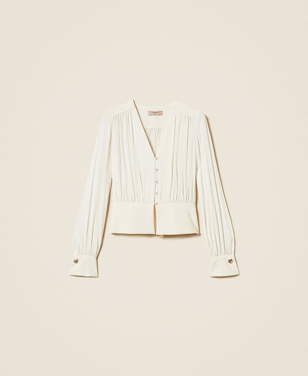 Twinset 262TP2434 - Camicia in crêpe de Chine con arricciature