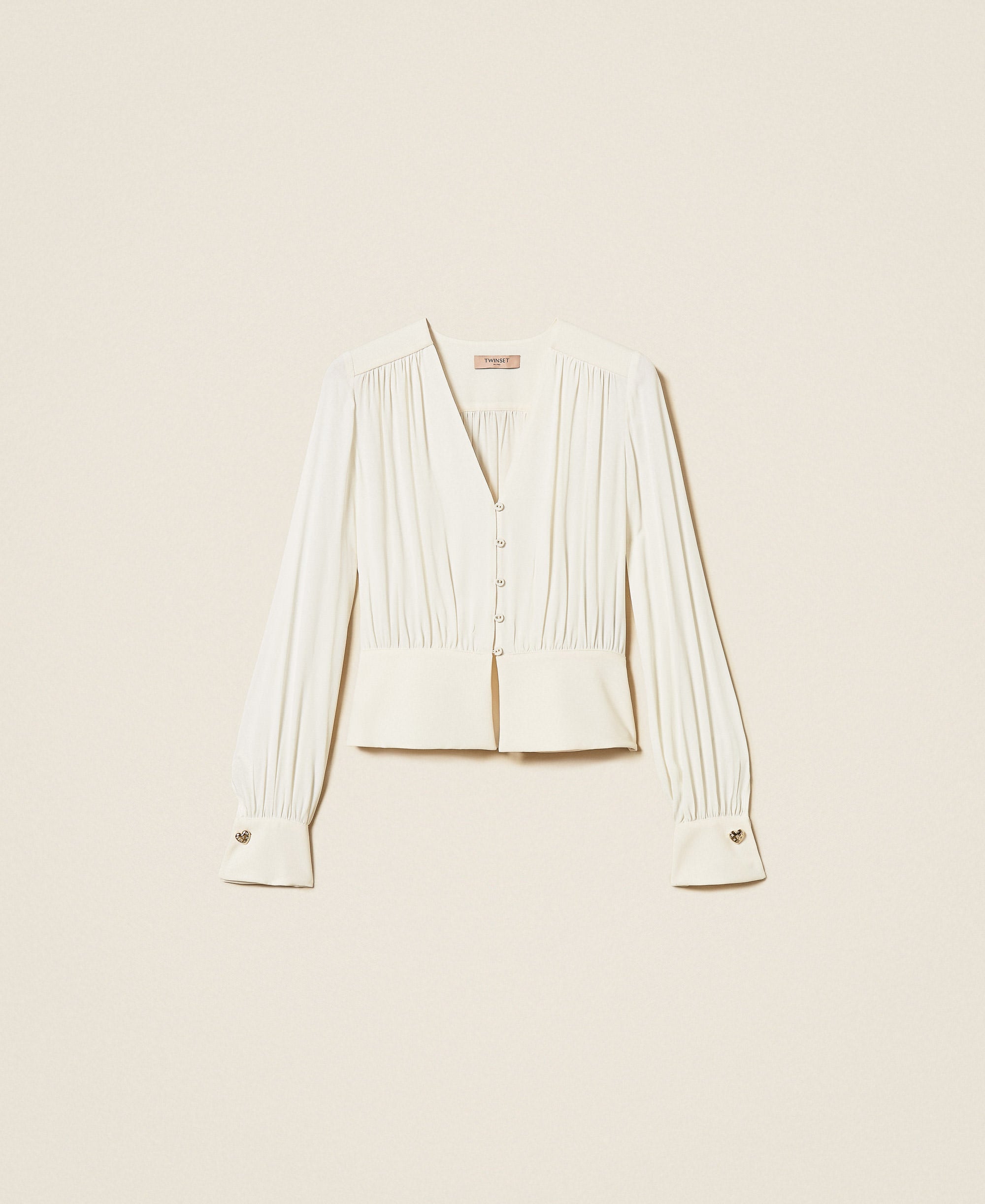 Twinset 262TP2434 - Camicia in crêpe de Chine con arricciature