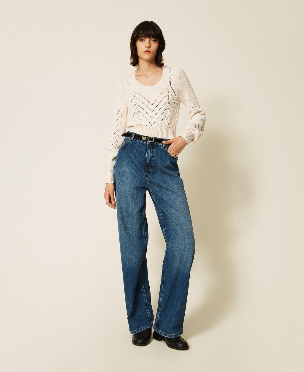 Twinset 262TP2590 - Jeans wide leg con cinque tasche