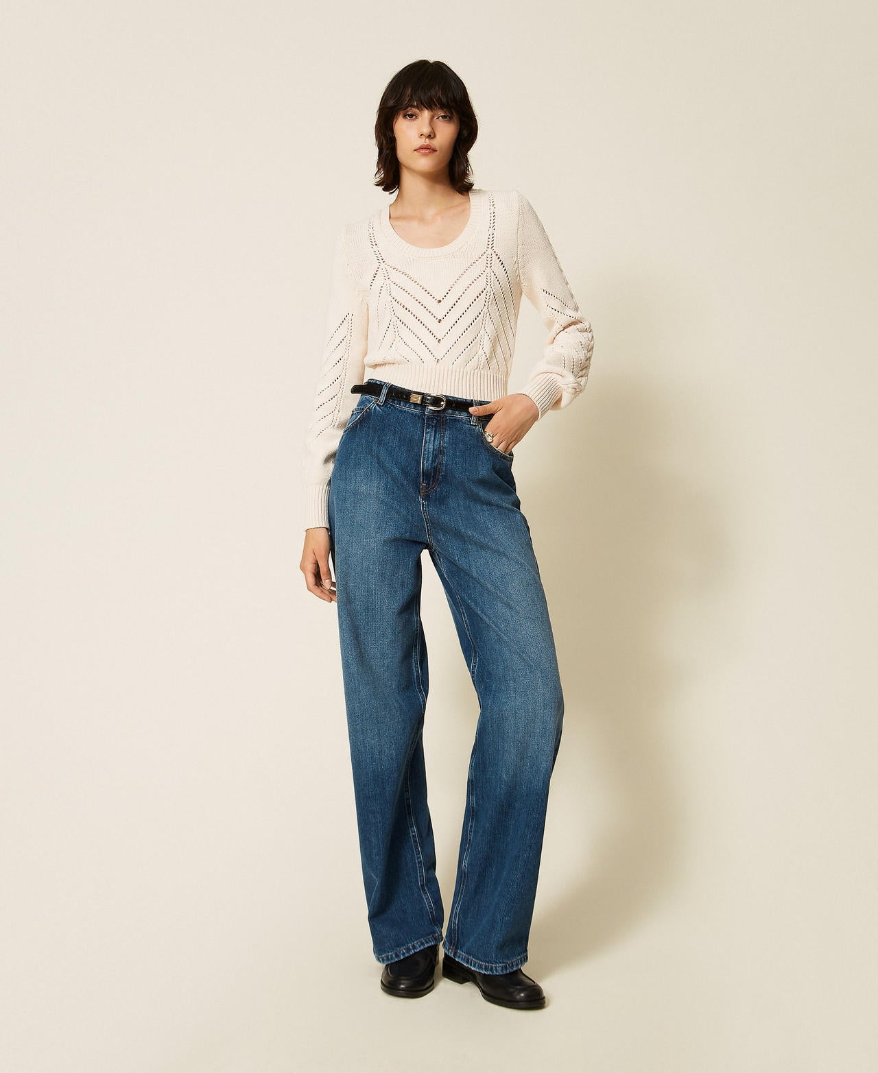 Twinset 262TP2590 - Jeans wide leg con cinque tasche