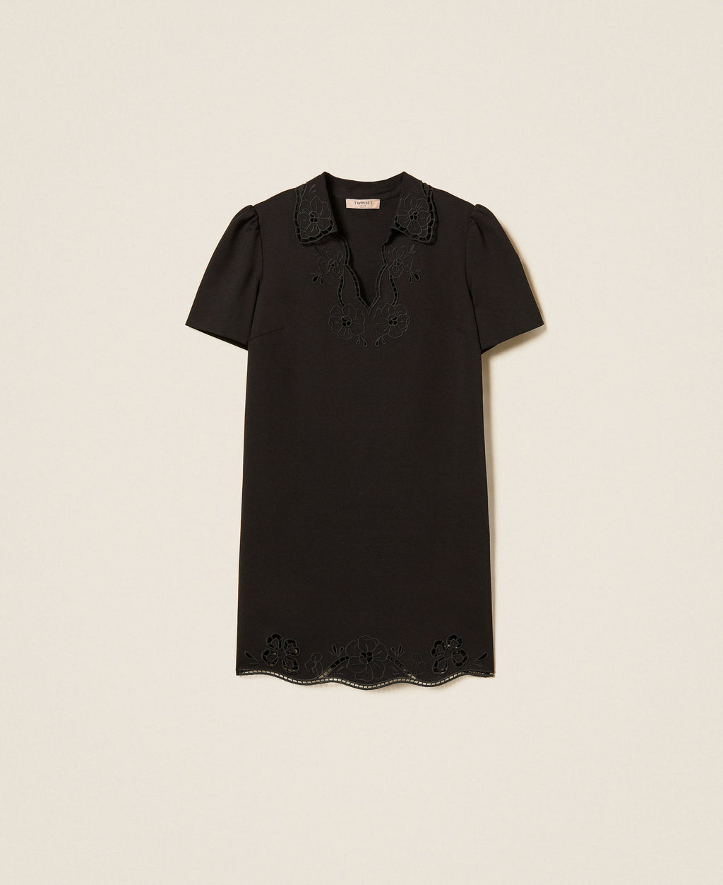 Twinset 262TP2671 - Abito corto con ricamo sangallo