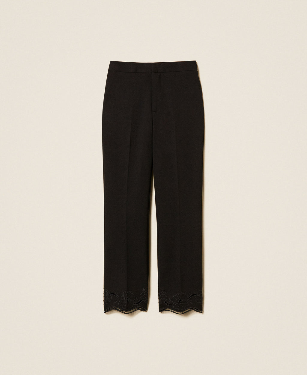 Twinset 262TP2673 - Pantaloni dritti con ricamo sangallo