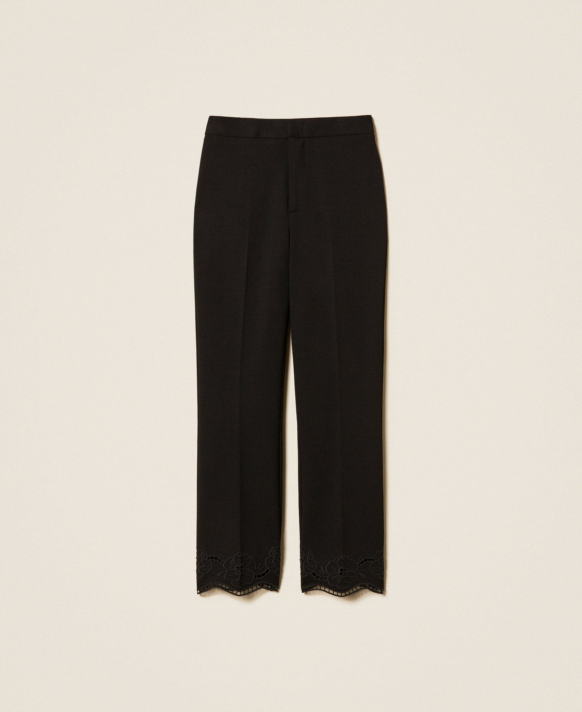 Twinset 262TP2673 - Pantaloni dritti con ricamo sangallo
