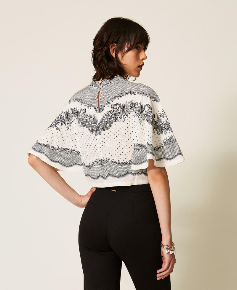 Twinset 262TP267A - Blusa in raso jacquard a fiori e pois