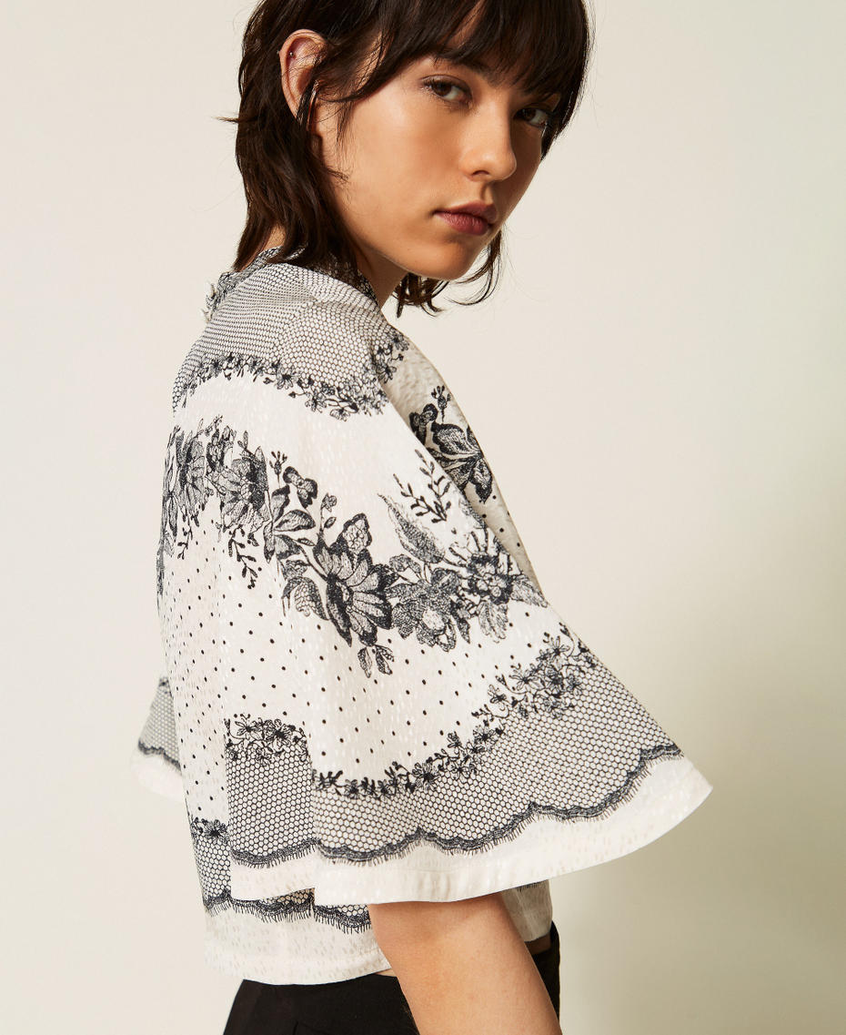Twinset 262TP267A - Blusa in raso jacquard a fiori e pois