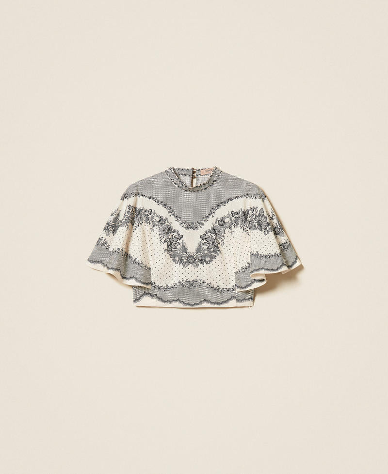 Twinset 262TP267A - Blusa in raso jacquard a fiori e pois