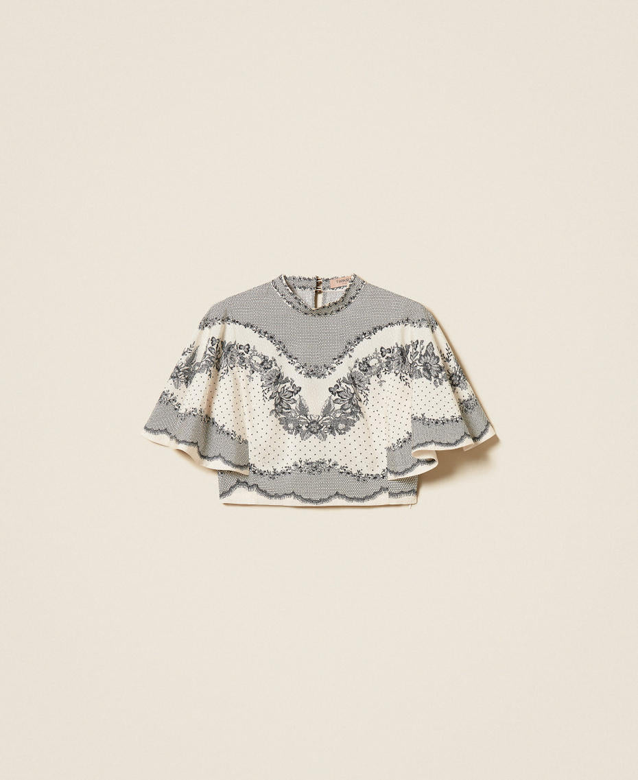 Twinset 262TP267A - Blusa in raso jacquard a fiori e pois