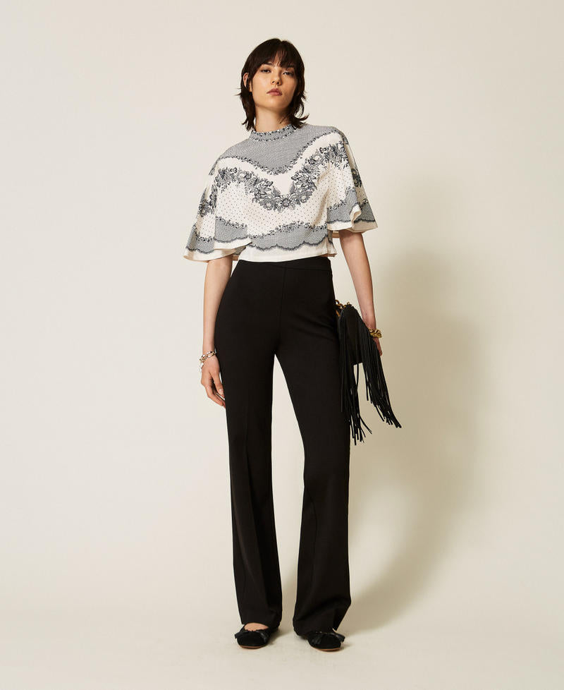 Twinset 262TP267A - Blusa in raso jacquard a fiori e pois