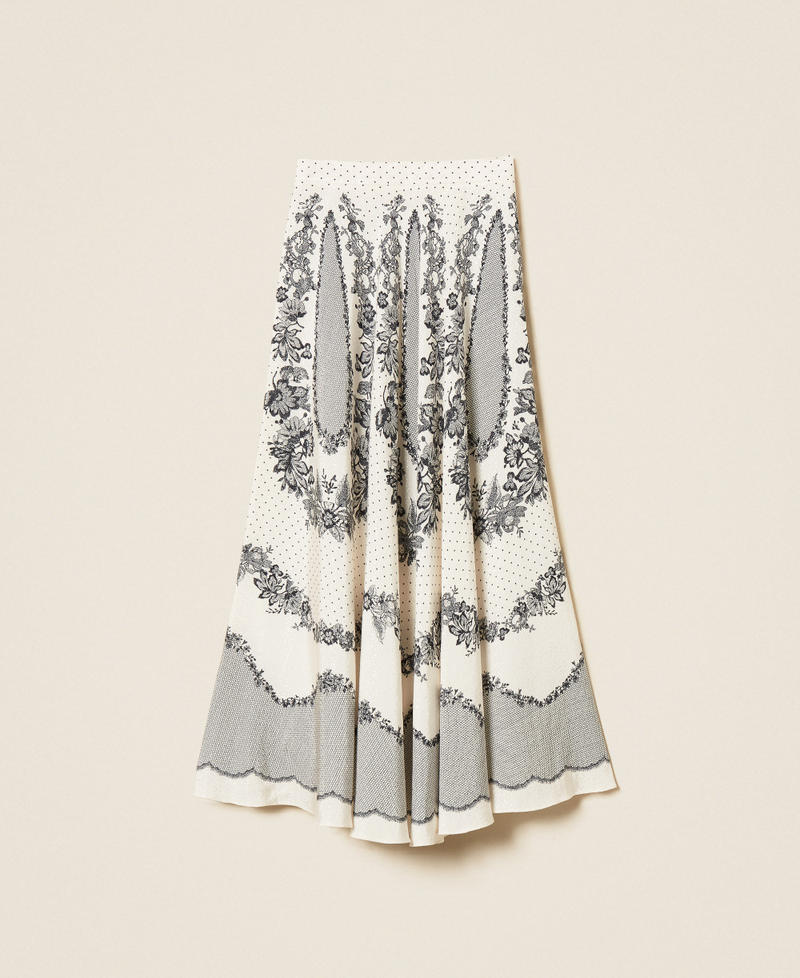 Twinset 262TP267E - Gonna lunga in raso jacquard a fiori e pois