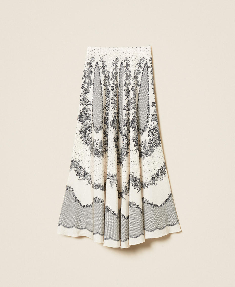 Twinset 262TP267E - Gonna lunga in raso jacquard a fiori e pois