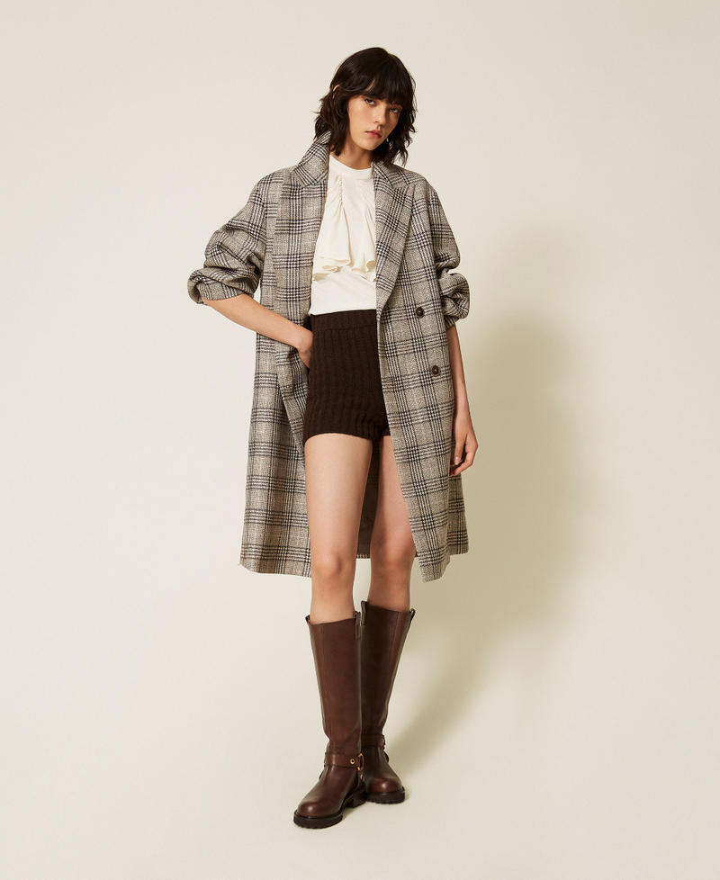 Twinset 262TP2740 - Cappotto in panno check con paillettes