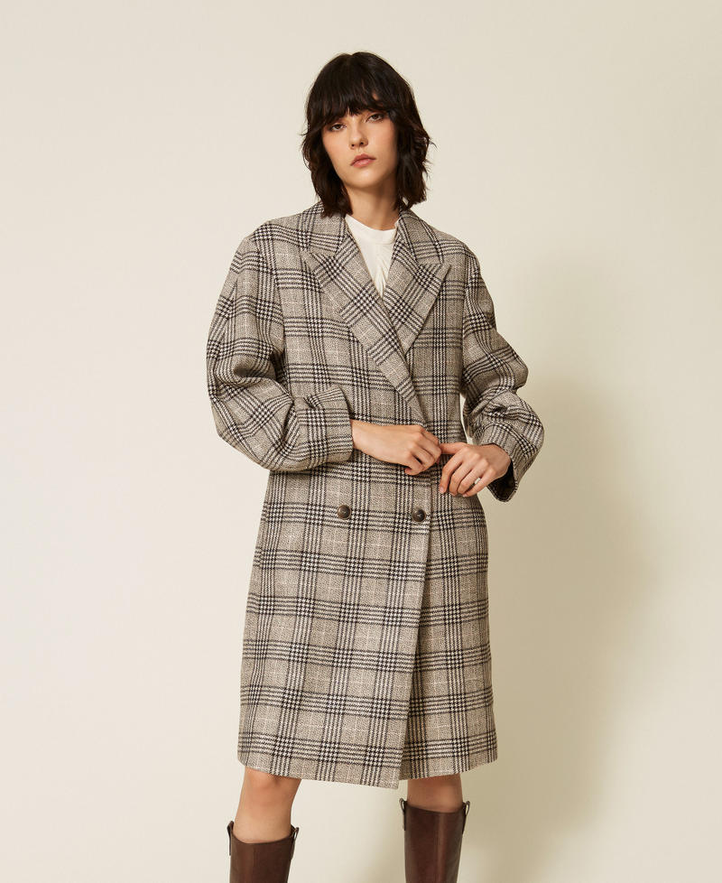 Twinset 262TP2740 - Cappotto in panno check con paillettes