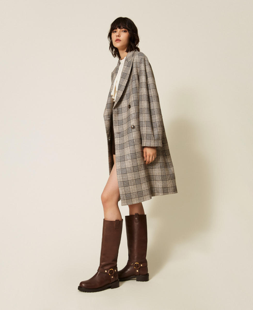 Twinset 262TP2740 - Cappotto in panno check con paillettes