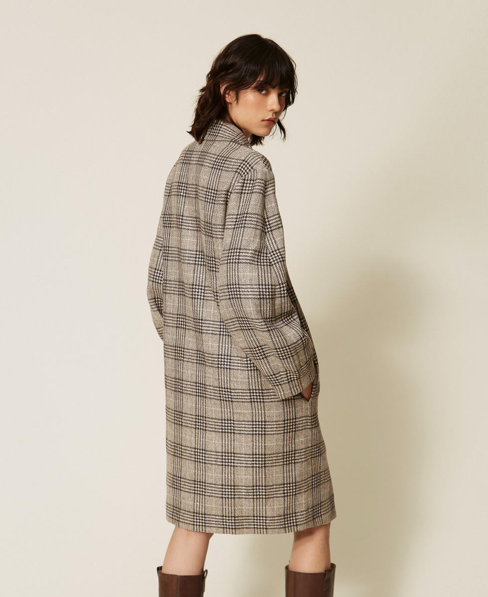 Twinset 262TP2740 - Cappotto in panno check con paillettes