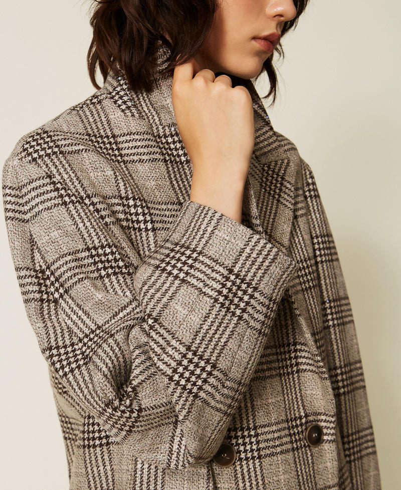 Twinset 262TP2740 - Cappotto in panno check con paillettes