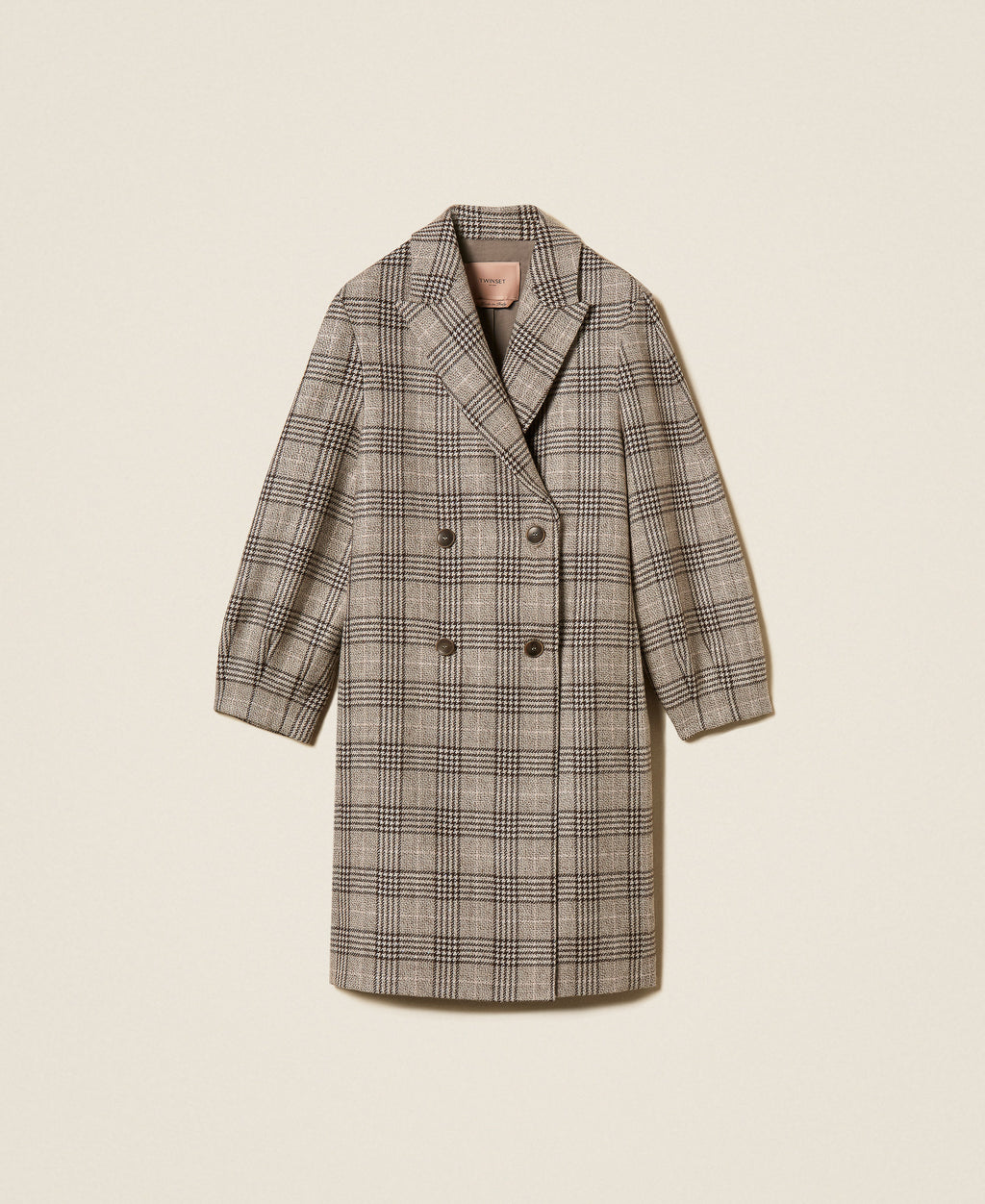 Twinset 262TP2740 - Cappotto in panno check con paillettes
